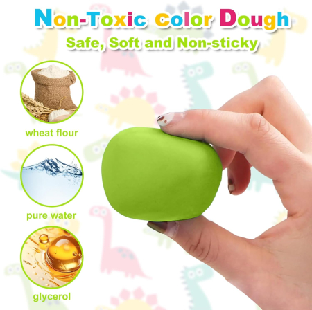 Joc educativ de modelare cu plastelina 5 bucati, 6 matrite de dinozauri, 15 piese [2]