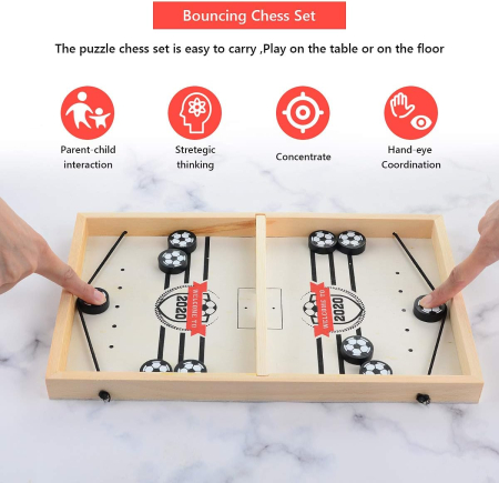 Joc interactiv pentru 2 persoane, hochei de masa pe tabla din lemn [2]