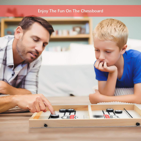 Joc interactiv pentru 2 persoane, hochei de masa pe tabla din lemn [3]