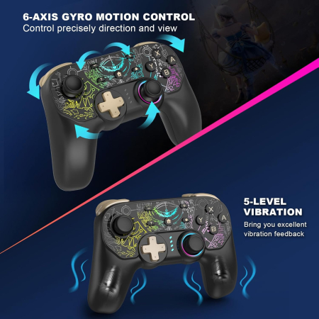 Controler Switch Pro modul RGB compatibil cu Switch/Lite/OLED/Mac/PC – Negru [4]