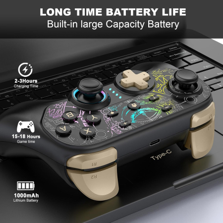 Controler Switch Pro modul RGB compatibil cu Switch/Lite/OLED/Mac/PC – Negru [2]