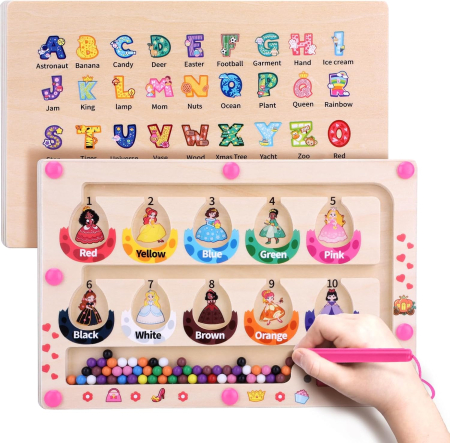 JUCARII - Joc magnetic de atentie si indemanare pentru copii, labirint de selectare culori