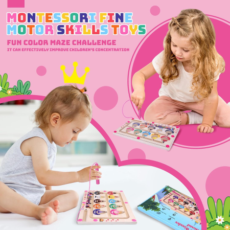 Joc magnetic de atentie si indemanare pentru copii, labirint de selectare culori [3]