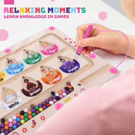 Joc magnetic de atentie si indemanare pentru copii, labirint de selectare culori [1]