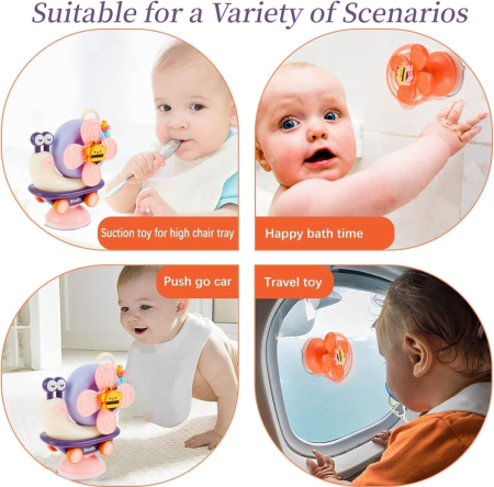 Joc senzorial Montessori pentru bebeluși de 1 an, melc zornaitor 16x12x8 cm [3]