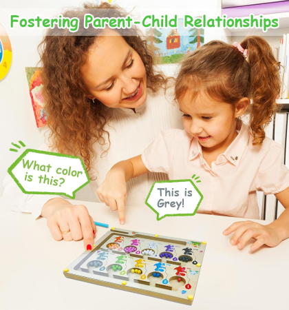 Joc magnetic de atentie si indemanare pentru copii, labirint de selectare culori cu dinozauri [1]