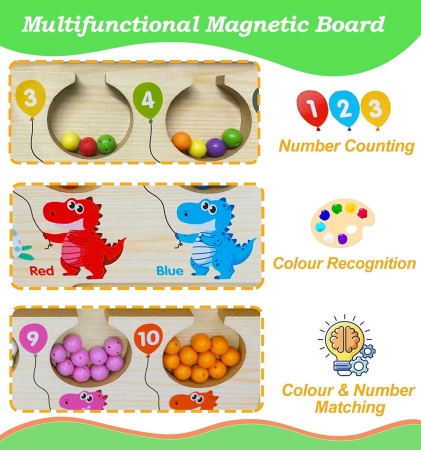 Joc magnetic de atentie si indemanare pentru copii, labirint de selectare culori cu dinozauri [3]