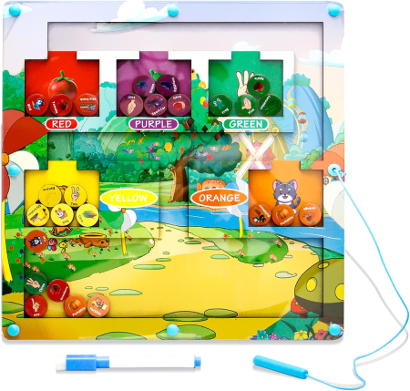SETURI DE CONSTRUCTIE - Joc magnetic de atentie si indemanare pentru copii, labirint de selectare culori