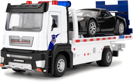 SETURI DE CONSTRUCTIE - Jucarie camion de transport masini, cu sunete si lumini