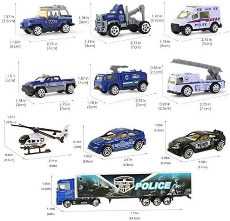 Jucarie camion de transport cu 8 masinute de interventii si un elicopter [3]