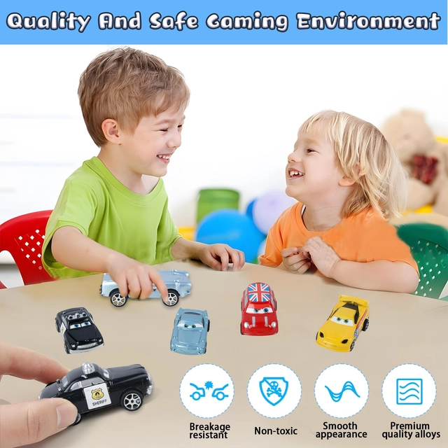 Set 4 masinute Nascar colorate cu functia pull-back and release [1]