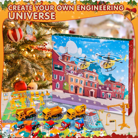 Set de joc de constructii cu masinute, muncitori si indicatoare, 24 piese [1]