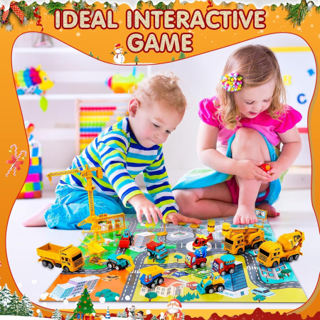 Set de joc de constructii cu masinute, muncitori si indicatoare, 24 piese [3]