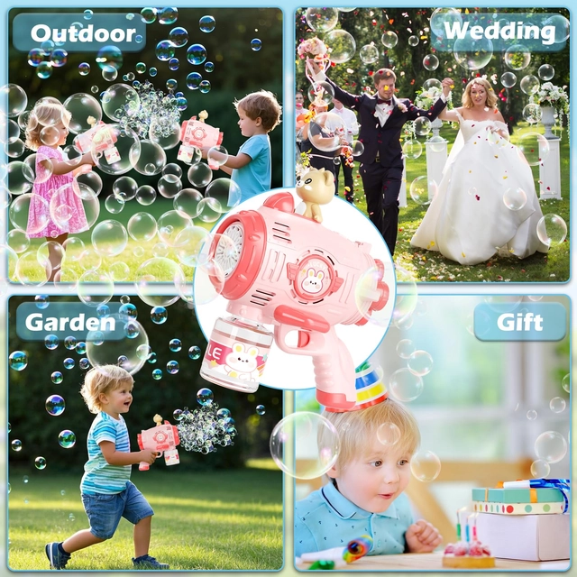 Jucarie electrica pentru bule de sapun, roz cu ursulet [3]