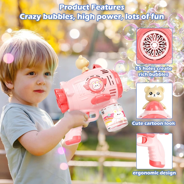 Jucarie electrica pentru bule de sapun, roz cu ursulet [1]