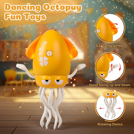 Jucarie muzicală reincarcabila USB pentru copii mici, caracatita dansatoare galbena [1]