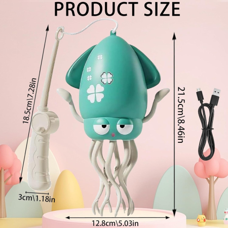 Jucarie muzicală reincarcabila USB pentru copii mici, caracatita dansatoare verde [1]