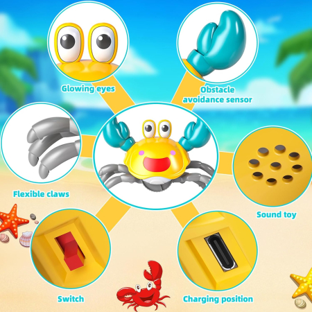 Jucarie muzicală reincarcabila USB pentru copii mici, crab târâtor [2]