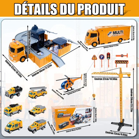 Jucarie camion de constructii cu 6 masini, 1 macara, 1 elicopter [3]