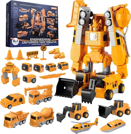 JUCARII - Jucarie Trnasformer robot- 8 masini de constructie-35 piese