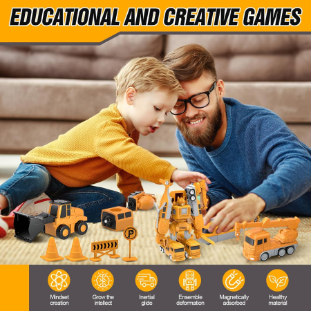 Jucarie Trnasformer robot- 8 masini de constructie-35 piese [6]