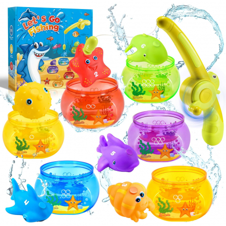 jucarii interactive - Jucarii magnetice de pescuit pentru baie set 13 piese