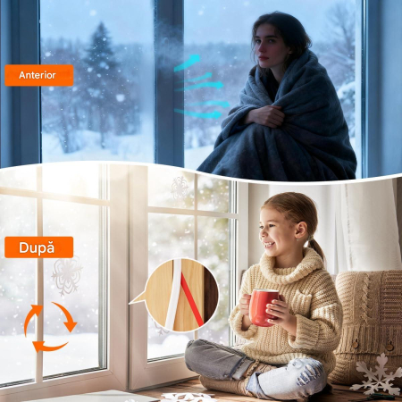 Garnitura etansare usi sau ferestre, cheder autoadeziv alb rola 15ML [3]