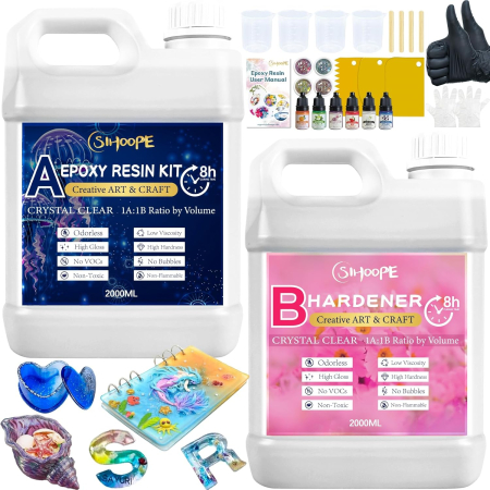 Produse Artizanat - Kit cu rasina epoxidice cristalina pentru turnare in profunzime Artizanat, raport usor de amestecare 1:1 in volum