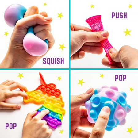 Set de joaca unicorn Fidget Toys pentru fete cu joacării senzoriale, Squishy, Slime, Pop It ASMR, Minge anti-stres [2]