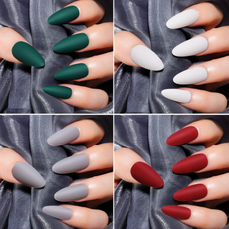 Unghii false 360 Piese Mate Formă de Migdale cu Lipici pentru Unghii – Multicolor [2]