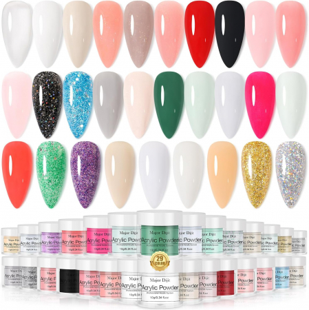 Produse nail art - Kit 120 g pulbere acrilică, polimer profesional pentru manichiura franțuzească 3D, 29 Culori