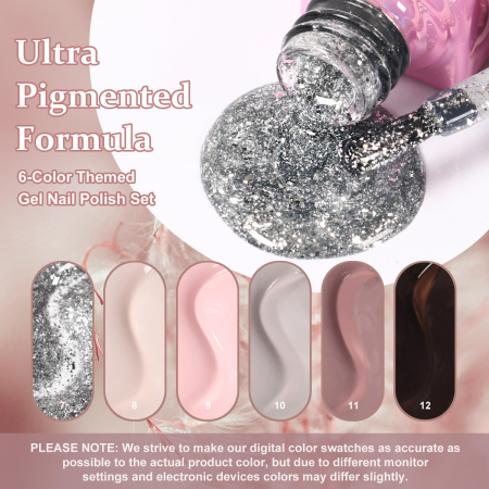 Kit unghii false: lampa UV 60W, 36 bucati pudra de unghii, 6 culori 7 ml lac cu gel si, 400 unghii false [3]