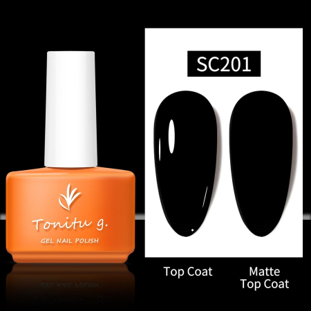 Gel semipermanent negru lucios Soak Off UV LED, Design Nail Art (SC201), 7ml [1]