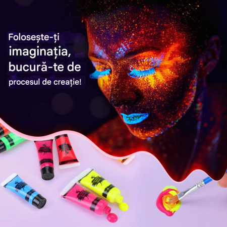 Kit de machiaj pentru copii cu 14 culori corporale fosforescente [3]