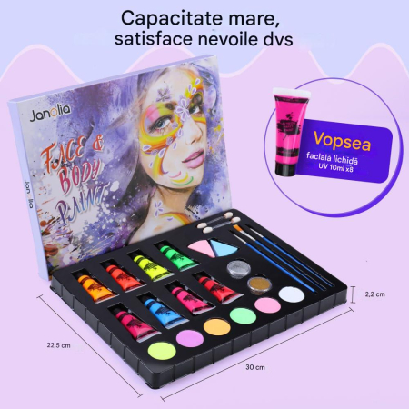 Kit de machiaj pentru copii cu 14 culori corporale fosforescente [7]