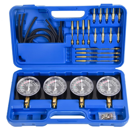 SCULE AUTO - Sincronizator Carburatoare DHA, 4 Manometre Vacuum, Furtunuri și Adaptoare M5/M6