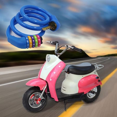 Lacat pentru bicicleta cu cifru 5 cifre si cablu albastru 120 cm [5]