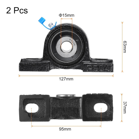 Lagăr cu Rulment UCP202, Ax 15 mm, Carcasă din Fontă, Gresabil, set 2 bucati [1]