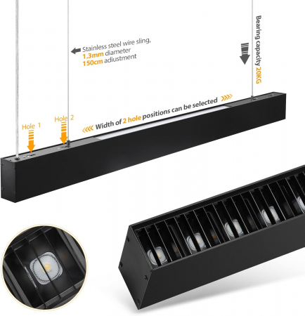 Lampa LED suspendata usoara 114.5 cm, inaltime reglabila, 40W 4000K [2]