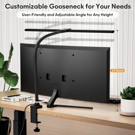 Lampa de birou flexibila, neagra, 5 moduri de luminozitate, 3000K la 6000K, comenzi tactile [5]