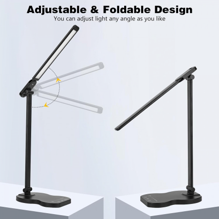 Lampa de birou LED cu control tactil, intensitate reglabilă, funcție de încărcare USB, 5 moduri de culoare și 10 niveluri de luminozitate, temporizator de 45 de minute [3]