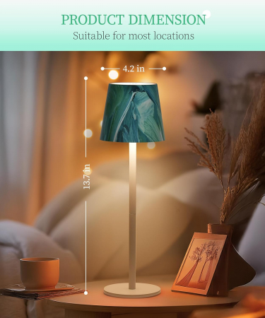 Lampă de masă wireless, reîncărcabilă, reglabilă, impermeabilă IP54, tactilă LED cu 3 moduri de culoare, (verde și alb) [5]