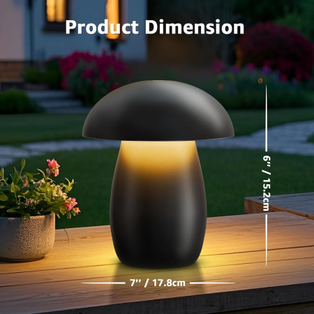 Lampa de masa ciuperca LED reincarcabila, intensitate reglabila, impermeabila, control tactil [3]