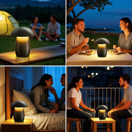 Lampa de masa ciuperca LED reincarcabila, intensitate reglabila, impermeabila, control tactil [5]