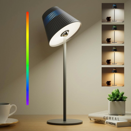 Lampa de masa LED reincarcabila, 4 culori, 9 RGB, metal, fără fir, 5200 mA [1]