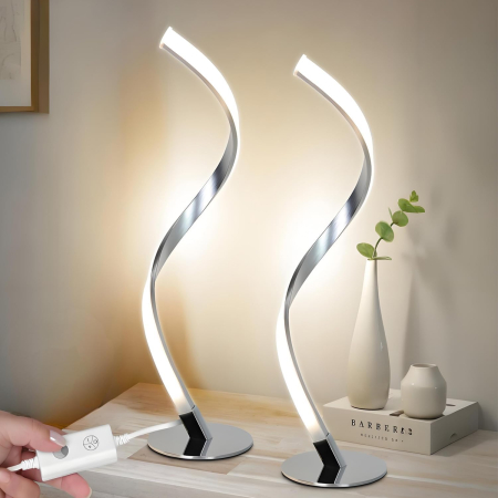 lampi de masa - Lampă de masă spiralată LED, control tactil, reglare continuă a intensității luminii, set  2 buc
