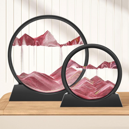 Decoratiune de masa rotativa 360° cu nisip roz 3D 12” [2]