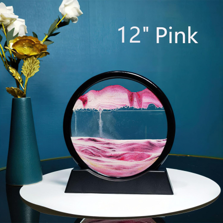Decoratiune de masa rotativa 360° cu nisip roz 3D 12” [1]