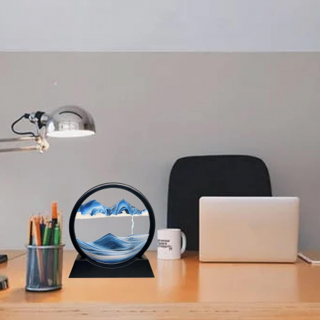 Decoratiune de masa rotativa 360° cu nisip roz 3D 12” [6]