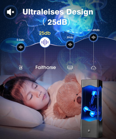 Lampă de masă ornamentala cu LED si model meduze colorate, 7x7x23 cm [2]